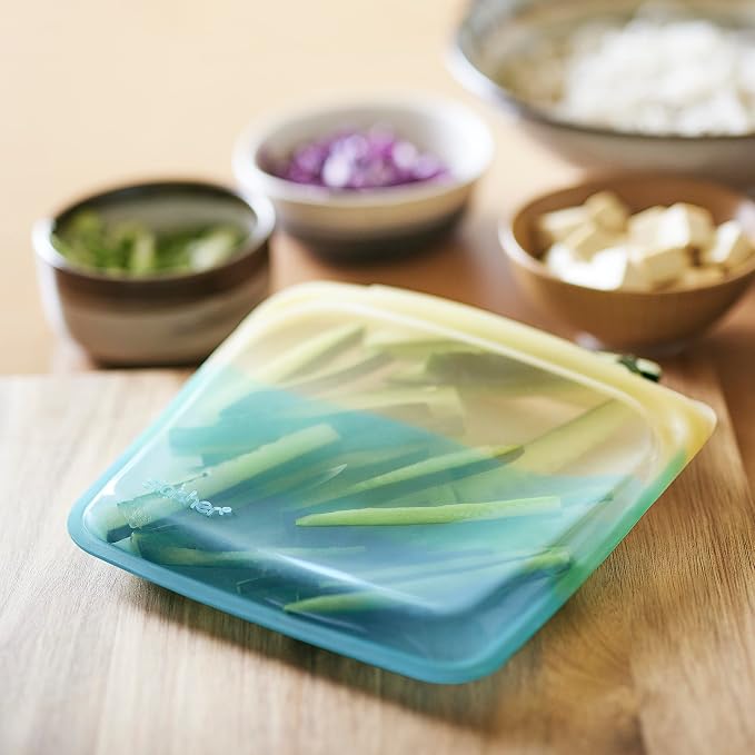 Stasher Reusable Silicone Food Storage Bags, 4-Pack, Endangered Seas | Food-Safe Silicone, Eco-Friendly, Reusable Freezer Bags, Microwave, Dishwasher, Oven, Snack Bags, Lunch Containers, Meal Prep