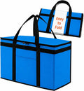 Insulated Food Bag, Portable Cooler Tote (2XL, Blue, 1 Pack) | Large thermal bag, For cold & hot food, Soft sided cooler, Heavy duty carrier, Grocery shopping, Food delivery, Catering bag