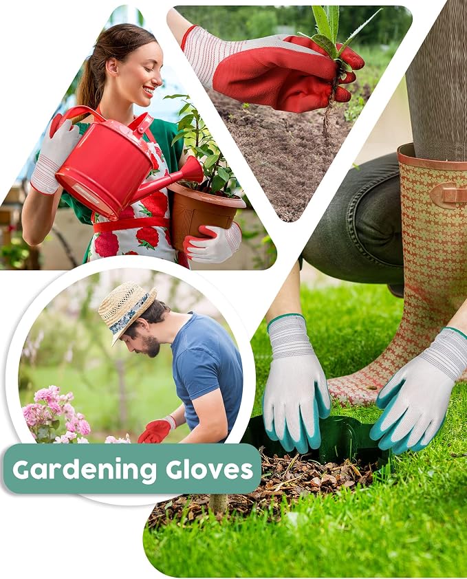 Potchen 32 Pairs Garden Gloves for Women Ladies' Gardening Gloves Bulk Breathable Rubber Coated for Yard Garden Protective Work Tools Universal One Size Outdoor Indoor Protective Work with Grip