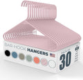 Plastic Hangers 30 Pack – Made in The USA – 6lb Capacity Standard Clothes Hangers with Strap Hooks for Dresses, Lingerie, Shirts, Pants, and Jackets – Pink