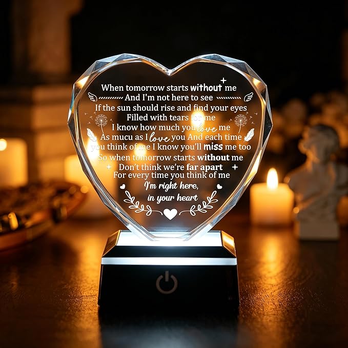 ZHSHWAT Heart Shaped Dandelion Memorial LED Light - Sympathy Gift for Loss of Mother Father, Poem Print LED Night Light, Condolence Keepsake for Remembrance & Funeral
