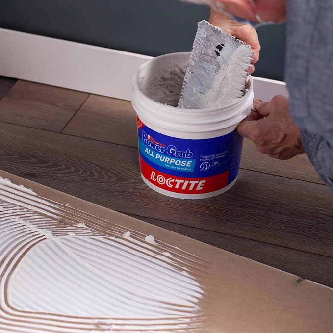 Loctite Power Grab Express All Purpose Construction Adhesive, White, 1 Gallon Pail, 1 Pack - Versatile Construction Glue for Cement, Tile, Wall & More