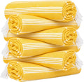 HAVLULAND Turkish Beach Towel Set of 6 Oversized 72x40 100% Turkish Cotton | Soft Hammam Peshtemal, Sand Free, Quick-Dry, Absorbent Bath Towel | Lightweight & Compact for Travel, Pool, Gym, Spa - Yellow