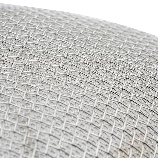 Winco Strainer, 14-Inch Diameter, Reinforced Double Mesh, Medium, Nickel, Tan