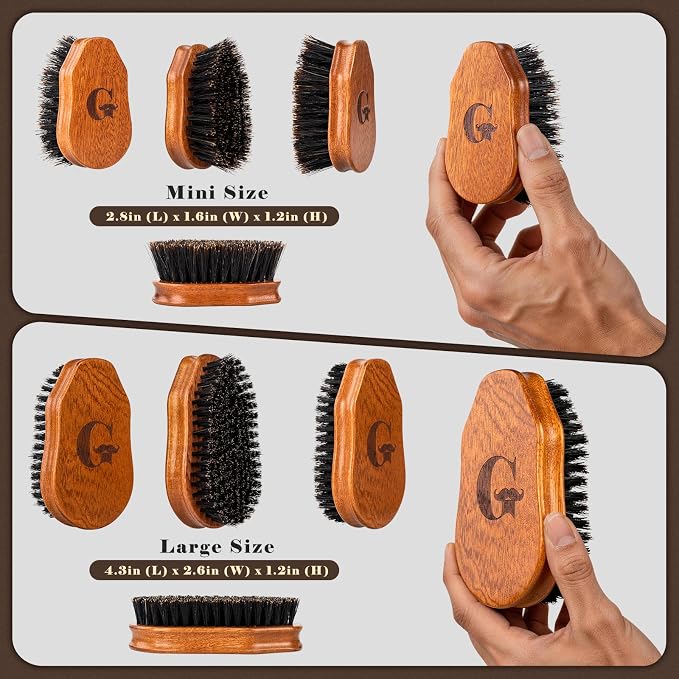 Beard Brush & Comb Set for Men Since 1965 British Craftsmanship | Boar Bristle Beard Brush Set with Large & Mini Pocket Brush, Wooden Beard Comb & Grooming Accessories for Beard Care