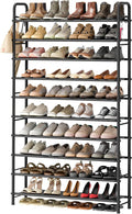 ENJOYBASICS 10 Tier Shoe Rack Garage Storage, Tall Metal Shoes Shelf, Black | Free Standing Shoe Holder for 44 Pairs, Sturdy Heavy Duty Shoe Organizer for Walk-in Closet, Guest Room, Garage, Entryway