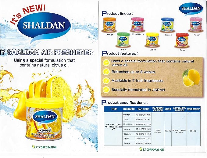 Pack of 12 My Shaldan Japanese Car Cup-Holder Natural Air Freshener Cans (Squash Scented)