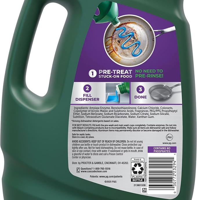 Cascade Platinum Dishwashing Liquid Gel - Fresh Scent, 125 oz. (2 Pack)