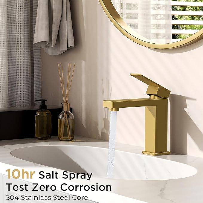 FORIOUS Brushed Gold Bathroom Faucets 1 or 3 Holes, Single Handle Bathroom Sink Faucet with Pop-up Drain for Vanity RV Lavatory Restroom Sink