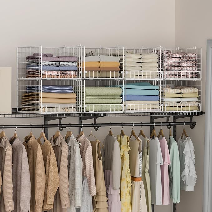 Yociyoga Stackable Closet Organizers and Storage - 4-Tier Stackable Storage Bins, Foldable Closet Shelf Organizer Basket, Clothes Organizers Shelves for Organizer System(Patent 30022416)