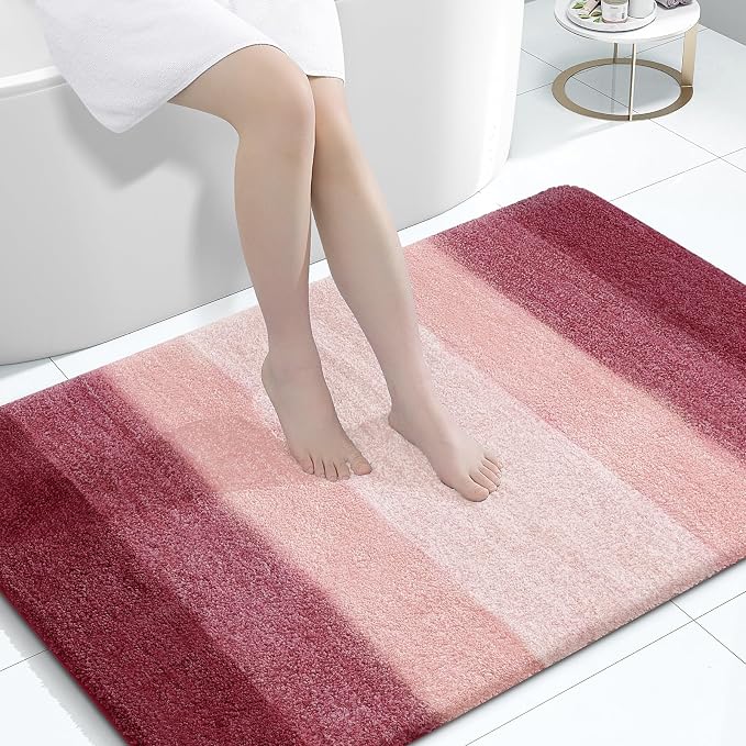 OLANLY Large Bathroom Rugs Mat 44x32, Extra Soft Absorbent Microfiber Bath Rugs, Rubber Backing, Quick Dry, Machine Washable Bath Mats for Bathroom Floor, Tub and Shower, Home Decor Accessories, Red