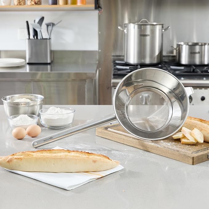 Restaurantware Chinois Strainer 1 Count 10.2" Stainless Steel Bouillon Cone with Extra Fine Mesh China Cap Strainer for Sauces, Stocks, Soups, Broths, Sifting, Sieving, Professional Kitchen Tools