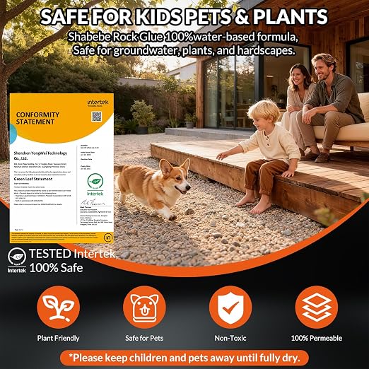 Rock Glue for Landscaping, 1 Gallon 20X Mega Hold Mulch Hold Gravel Binder, Intertek Test Pea Gravel Stabilizer, Pet Safe Mulch Stone Adhesive for Walkways, Yards & Decorative Driveway Edges