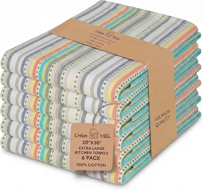 Urban Villa Kitchen Towels Cotton Dish Towels 20”x30” (Set of 6) Beige