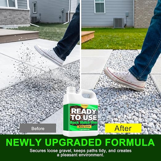 Teexpert Ready to Use Rock Glue for Landscaping,1 Gallon No Dilution Formula Rock Glue, Pet Safe Pea Gravel Adhesvie, Secures Gravel & Stones for Outdoor Landscapes, Yards, Walkways & Patios