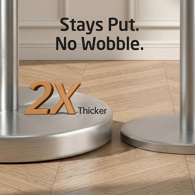 KES Toilet Paper Holder Stand SUS 304 Stainless Steel Rustproof Pedestal Lavatory Tissue Roll Holder Floor Stand Modern Brushed Nickel Finish, BPH283S1-2