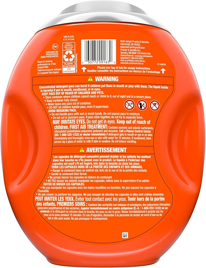 Tide Hygienic Clean Power PODS Laundry Detergent Pacs, Original Scent, 45 Count, Removes Visible and Invisible Dirt