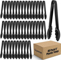 40 PCS Plastic Serving Tongs, Black Disposable Kitchen Salad Tongs | 9 Inch Disposable Serving Utensils Set, Perfect for Kitchen Buffets, BBQ Events Catering