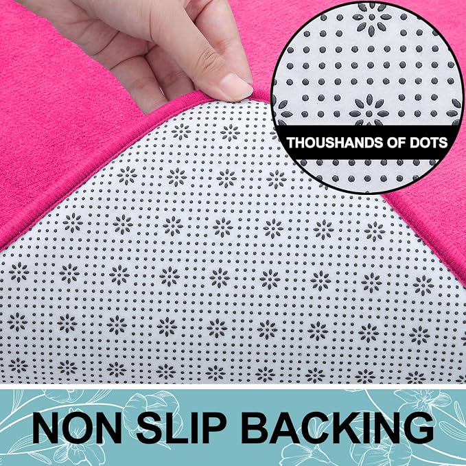 Smiry Memory Foam Bath Mat 24x16, Extra Soft and Absorbent Bathroom Mats, Non Slip Washable Carpet for Floor, Shower and Tub, Deep Pink