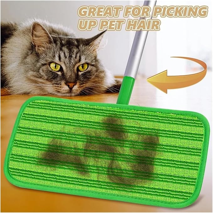 6PCS Reusable Mop Pads,Compatible For Swiffer， Sweeper Mops Washable Microfiber Wet Pads Refills Dry Sweeping Cloths