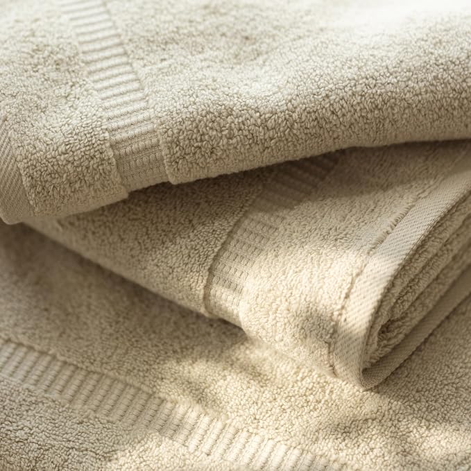 SALBAKOS 6-Piece 100% Turkish Cotton Hand Towels, 16x30 inch, Stone | Large Size Thick Super Soft Highly Absorbent, Versatile Hair Face & Hand Drying Towel, Premium Hotel Quality Made in Turkey