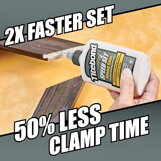 Titebond Speed Set Wood Glue 8 Oz. – Fast-Setting PVA Adhesive with 15-Minute Clamp Time – 4363