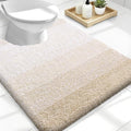OLANLY Luxury Toilet Rugs U-Shaped 24x20, Extra Soft and Absorbent Microfiber Bathroom Rugs, Non-Slip Plush Shaggy Bath Mat, Machine Wash Dry, Contour Bathroom Mats for Toilet Base, Light Beige
