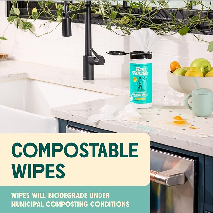 Aunt Fannie's Natural Cleaning Wipes Variety Pack, Multipurpose Surface Cleaner, 35 Count Each, Pack of 6