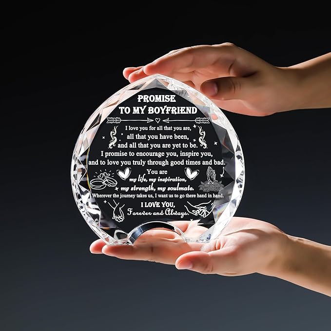 Qianwei Gifts for Boyfriend from Girlfriend Unique - Personalized Crystal Heart Gifts for My Man Who Has Everything - Birthday Anniversary Wedding Valentines Day Present Ideas for Him