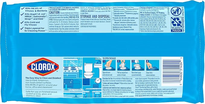 Clorox Disinfecting Cleaning Wipes Flex Pack, Bleach Free, Crisp Lemon, 75 Count (Pack of 2)