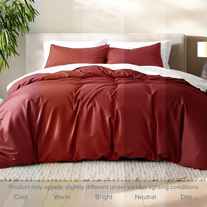 Bare Home Bedding Duvet Cover Queen Size - Premium 1800 Super Soft Collection - Lightweight, Cooling - Soft Breathable Bedding Duvet Cover (Queen, Rosewood)