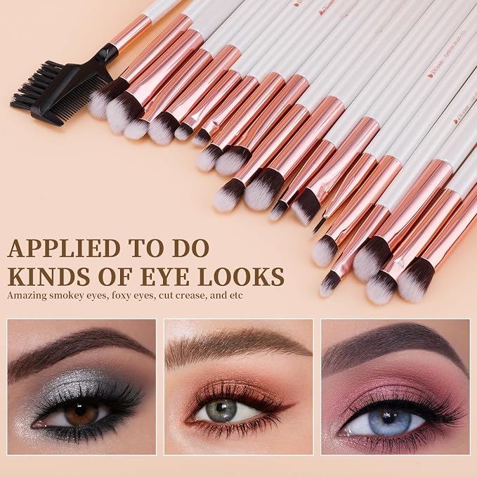 DUcare 27Pcs Makeup Brushes Professional Makeup Brush Set | Face and Eye Brush Set Ultra soft hair Foundation, Concealer, Blush, Contour, Blending, Eyeshadow Khaki Brush kit