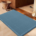 IM HOME Waffle Bath Mat Blue 36"x24", Boho Woven Modern Bath Mat Rugs, Absorbent Non Slip Bathroom Rugs, Soft Washable Bath Rugs with Tassels for Bedroom, Kitchen, Shower, Tub