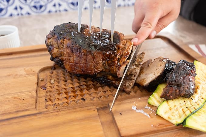 Ironwood Gourmet Hudson Carving Board, 15" x 20" Acacia Wood Cutting Board with Grip Pad and Juice Well