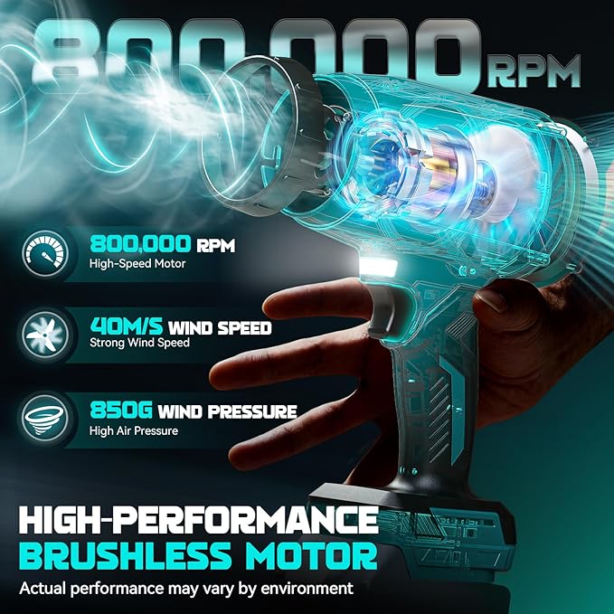 DIYtoolifz Cordless Leaf Blower Compatible with Makita 18V (Tool Only), 800,000RPM Brushless Motor, Adjustable Speed, Lightweight Portable Electric Blower for Car, Patio, Garden (Without Battery)