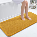 OLANLY Bathroom Runner Rugs 47x20, Soft Absorbent Chenille Bath Rugs, Rubber Backing Quick Dry, Machine Washable Long Bath Mats for Bathroom, Tub and Shower, Home Decor Accessories, Golden Yellow