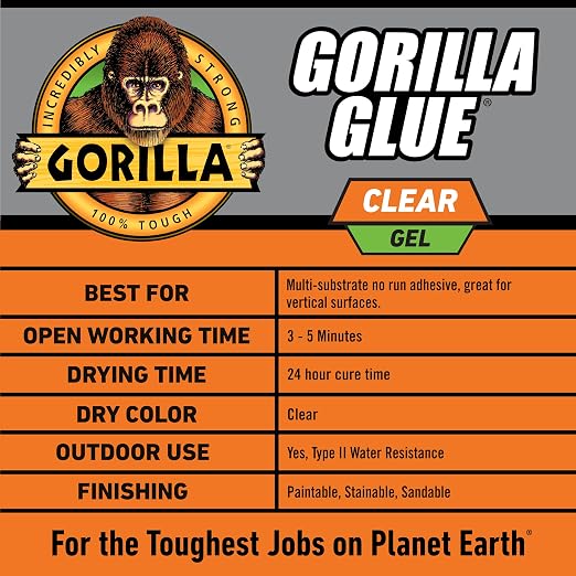 Gorilla Glue Clear Gel, 1.75fl.oz. Tube, (Pack of 6)