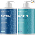 Rosemary Biotin Shampoo and Conditioner Set - Volumizing Shampoo and Conditioner for Thinning Hair for Women & Men with Nourishing B Vitamins - Color Safe Sulfate Paraben & Silicone Free (32 Fl Oz)
