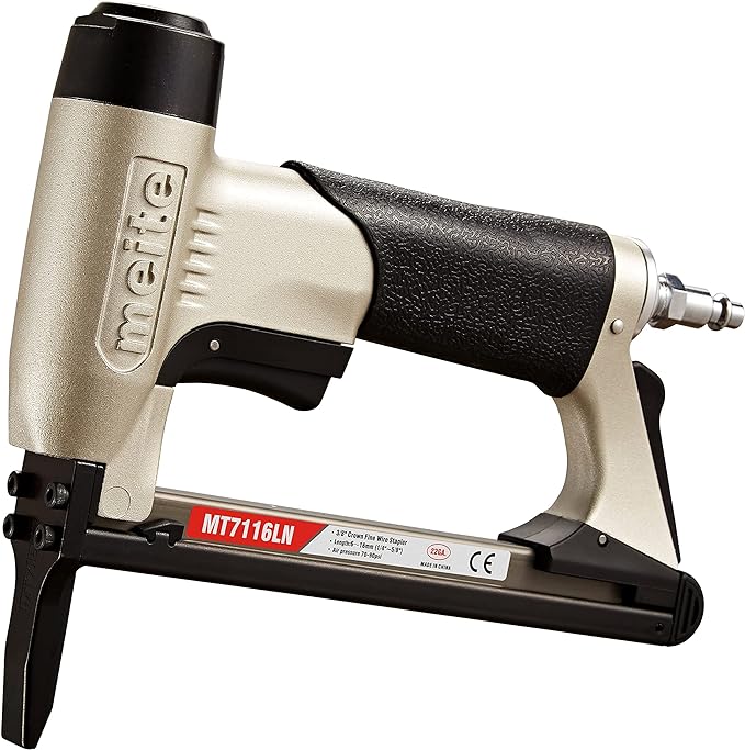 meite MT7116LN Pneumatic Upholstery Stapler 22 Gauge 71 Series 3/8" Crown 1/4" to 5/8" Length Long Nose Stapler