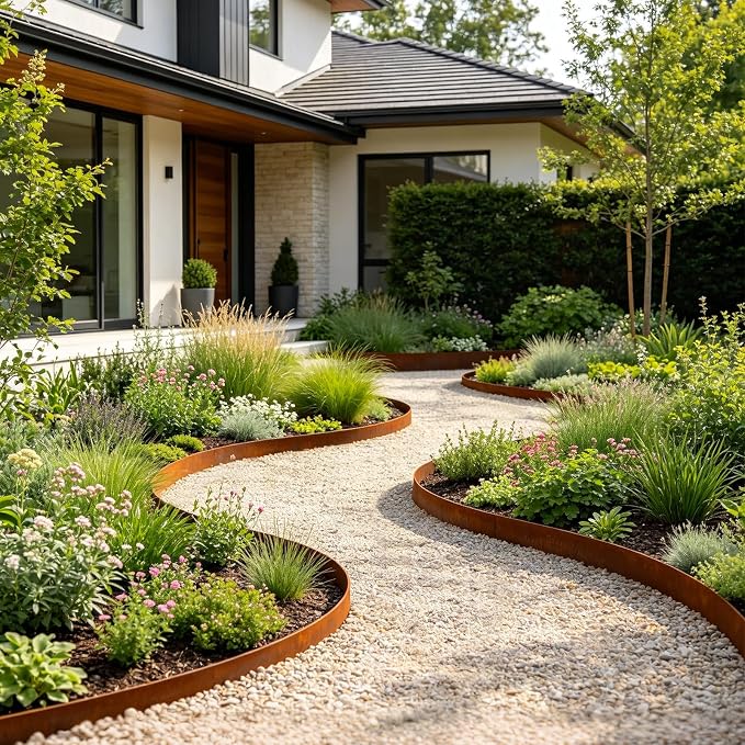 4.5 Inch Cor Ten Steel Landscape Edging, 10-Pack Rust-Finish | 4.5Hx40L | metal edging | rust-proof| 1mm thick for walkway yard garden