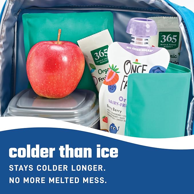 Fit & Fresh Cool Coolers 2 Pack Soft Ice for Lunch Bags, Flexible Stretch Nylon, Durable, Reusable Lunch Box Ice Packs, Soft Ice, Reusable Freezer Packs, Lunch Ice, Easy to Clean, Teal