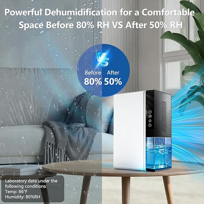 Dehumidifier, 95OZ Dehumidifier for Home 1000 Sq.Ft - Quiet with Auto Shut Off & Relaxing 7 Color Ambient Light,Ideal for Livingroom,Bedroom,Basement,RV,Closet