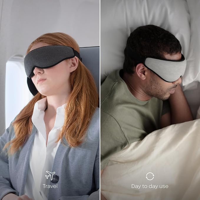 Ostrichpillow Eye Mask, Sleep Mask for Men Women 100% Blackout, No Pressure On Eyes, Soft & Breathable, Adjustable Fit, Travel Bag Included (Eclipse Black)