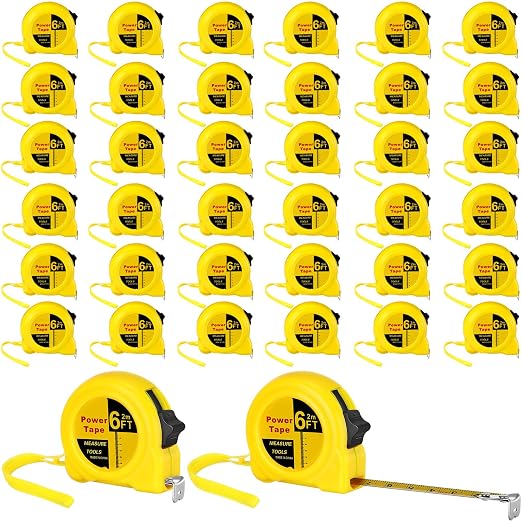 Xuhal 48 Pcs 6 ft Mini Tape Measure Bulk Measuring Tape Imperial and Metric Pocket Self Locking Easy to Read with Inches and Centimeters for Designer Decorator