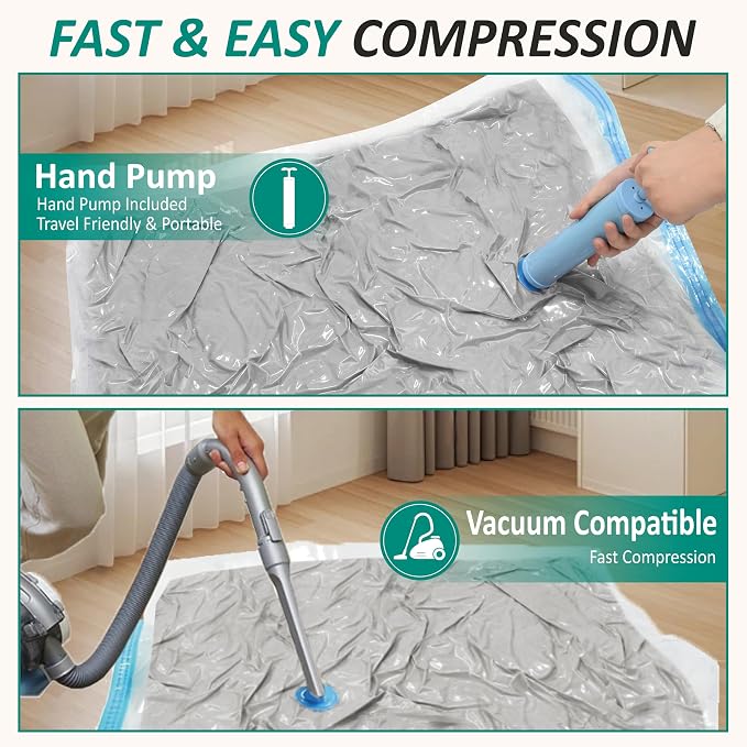 Cozy Essential Vacuum Storage Bags, 80% Compression Vacuum Seal Space Saver Plastic Packaging Bags for Clothes, Blankets, Pillow, Bedding, Comforters, Sealer Clothing Storage,12 Jumbo