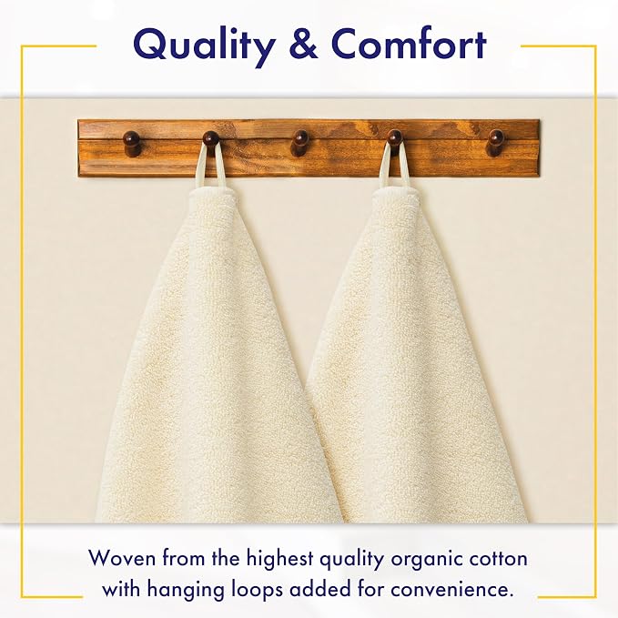 Alusa Home 100% Organic Luxury Bath Sheets - GOTS Certified - Extra Large 35x70 Inches (Pack of 2) Zero-Twist, Long-Staple Cotton Bath Sheet Set (Papyrus)