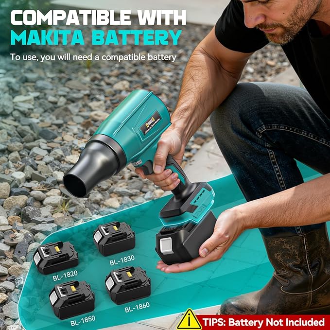 DIYtoolifz Cordless Leaf Blower Compatible with Makita 18V (Tool Only), 800,000RPM Brushless Motor, Adjustable Speed, Lightweight Portable Electric Blower for Car, Patio, Garden (Without Battery)