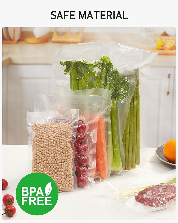 Syntus 150 Pcs Vacuum Sealer Bags for Food, 8x12+11x16+6x10, BPA Free | Precut Bags, 50 Quart + 50 Gallon + 50 Pint, Sous Vide Microwave Freezer Safe, Food Vacuum Storage, For All Vacuum Sealers