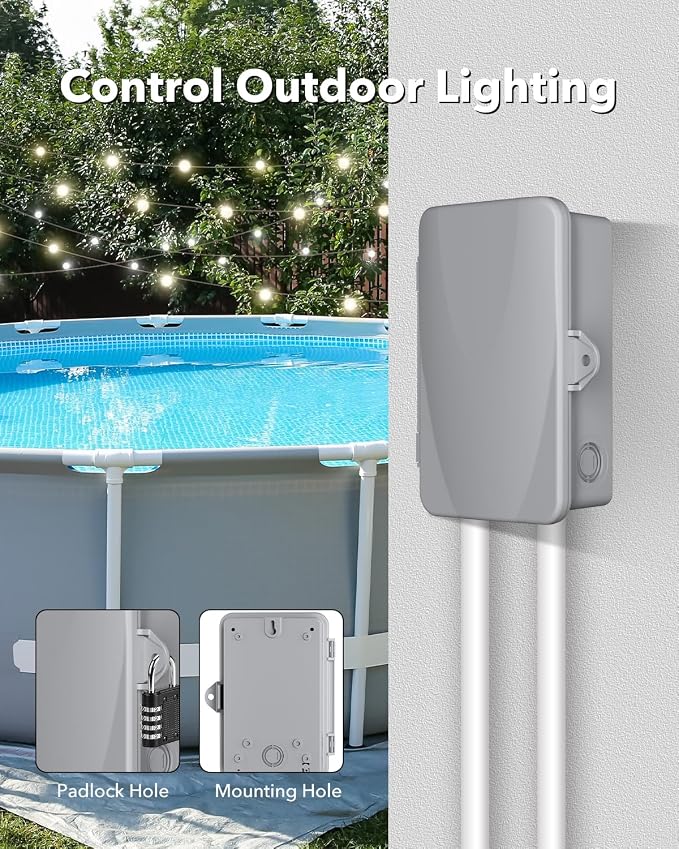 BN-LINK Pool Pump Timer, Outdoor Mechanical Timer Box, Heavy Duty 24 Hour Programmable, 2HP 40A Max, 120, 240, 277 VAC, for Pool Pump, Water Heater, Fans, SPA, ETL Listed