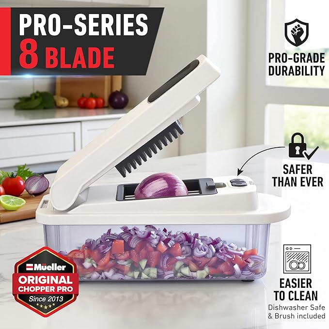 Mueller The Real Original Pro Chopper since 2013 Vegetable Chopper Mandoline Slicer, 8 Blade Food Veggie Chopper Onion Vegetable Cutter with Container, Kitchen Gadgets & Essentials, (10 in 1)